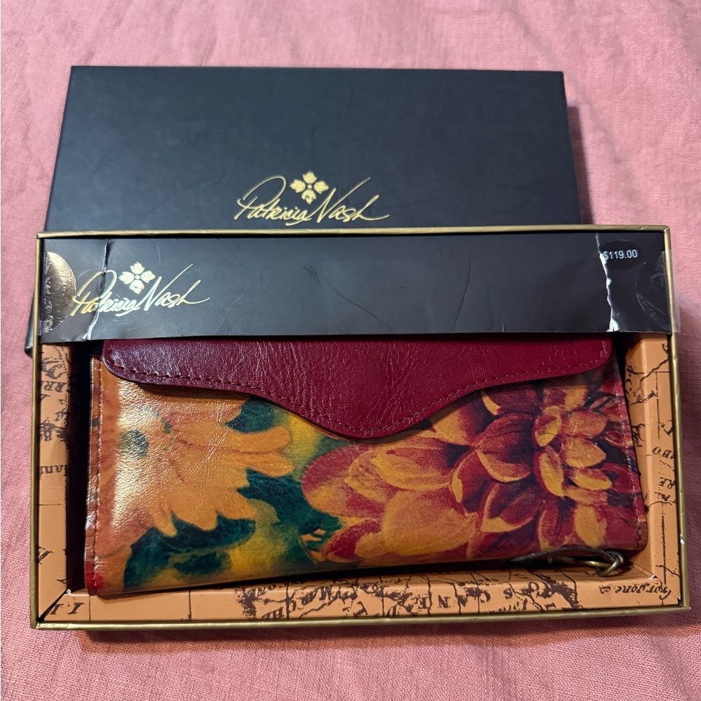 Patricia Nash Red and Floral Valentina Wristlet